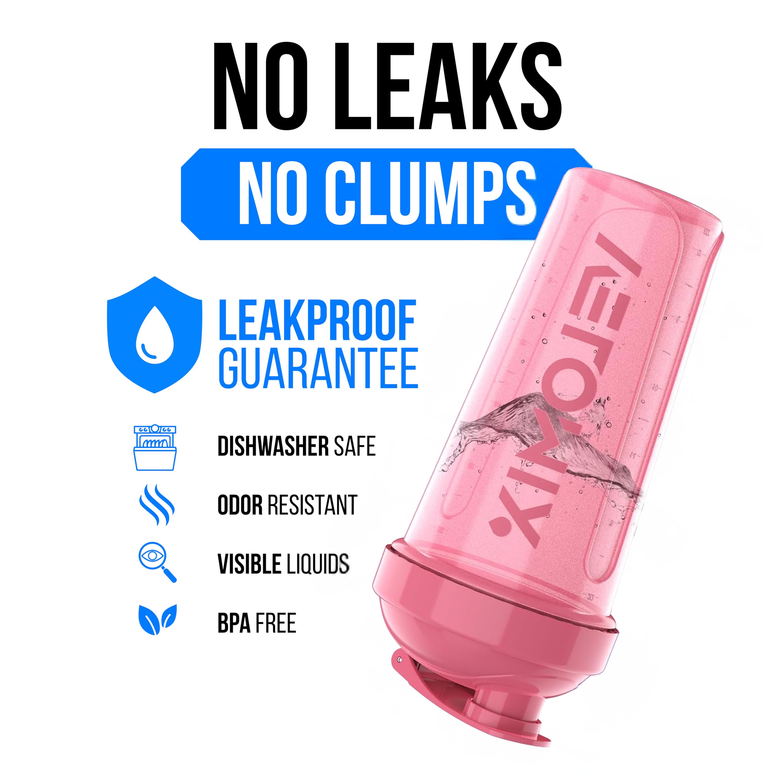 VELOMIX -2 Pack- 28 oz Protein Shaker Bottles for Protein Mixes - 2x Wire Whisk | Leak Proof Shaker Cups for Protein Shakes | Protein Shaker Bottle Pack (Black/Transparent)