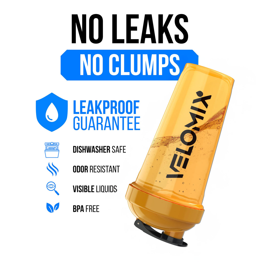 VELOMIX -2 Pack- 28 oz Protein Shaker Bottles for Protein Mixes - 2x Wire Whisk | Leak Proof Shaker Cups for Protein Shakes | Protein Shaker Bottle Pack (Black/Transparent)