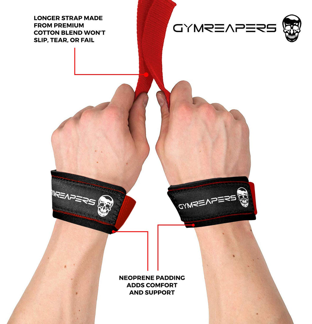 Gymreapers Lifting Wrist Straps for Weightlifting, Bodybuilding, Powerlifting, Strength Training, & Deadlifts - Padded Neoprene with 18 inch Cotton